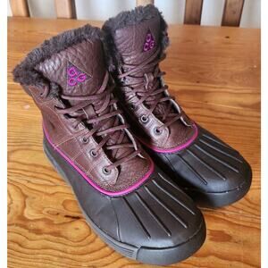 NIKE WOMEN ACG HIKING BOOT DUCK GORPCORE OUTDOOR TRAILS LUNARSTORM BROWN PINK 9
